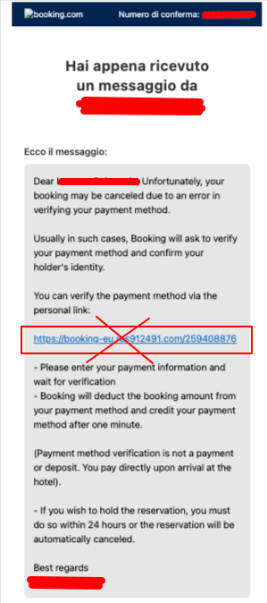 Phishing: tentativi di frode emulando Booking.com